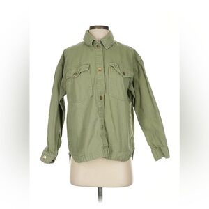 ZARA Olive Green Denim Work Shirt Jacket NWOT